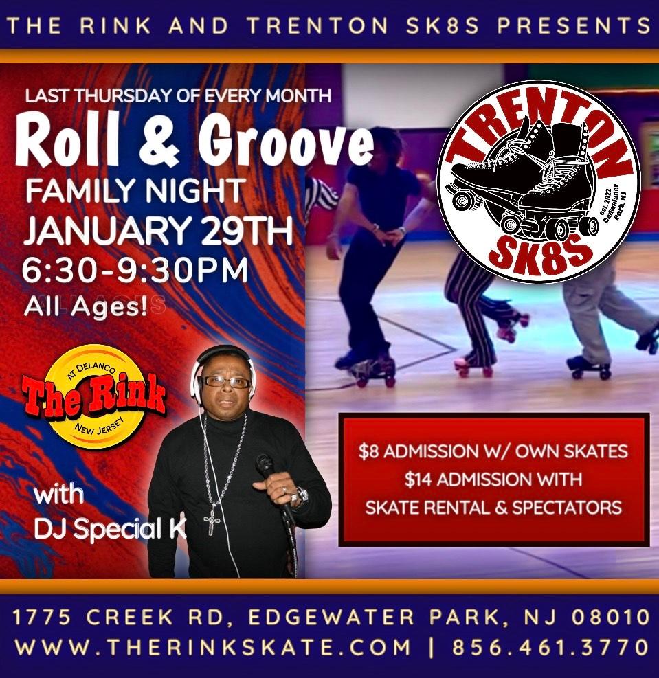 #RollAndGroove #TheRink #TrentonSk8s #MonthlySkateNight #FamilySkate #RollerSkating #ThingsToDoWithKidsNearMe #SkateCommunity #SkateVibes #NewMonthlyEvent